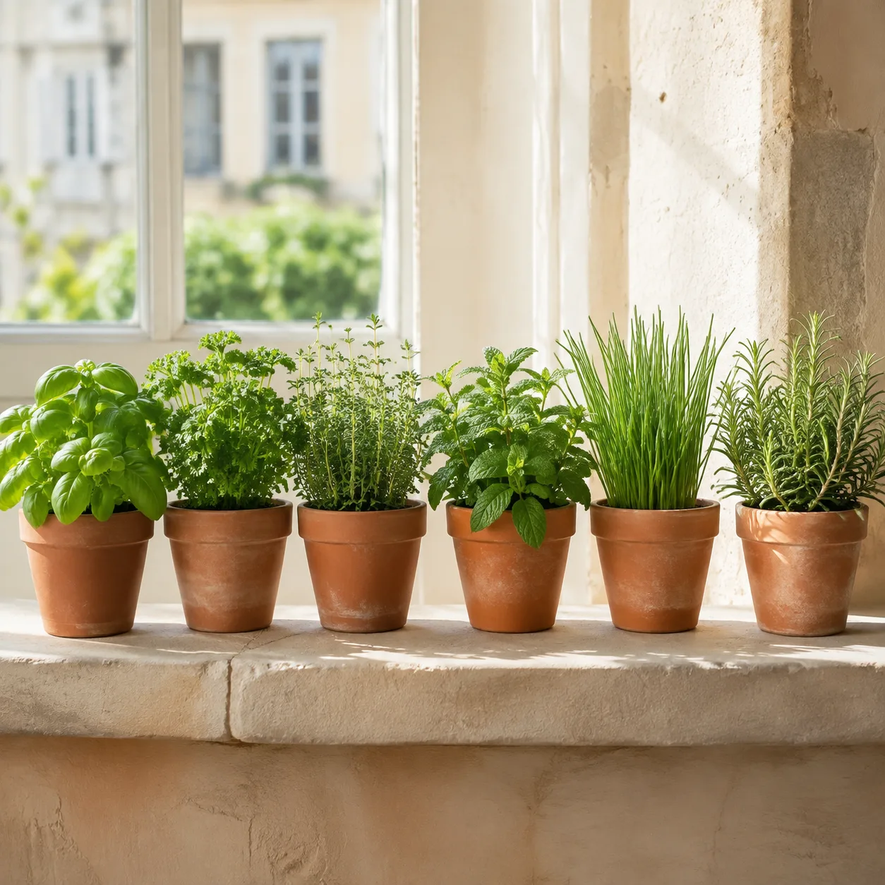 Six pots sur le rebord de la cuisine, et rien à racheter au supermarché