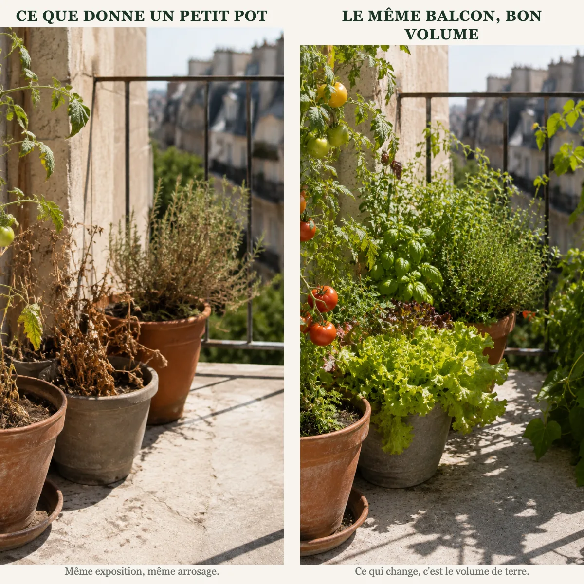 Ce que donne un petit pot et Le même balcon, bon volume
